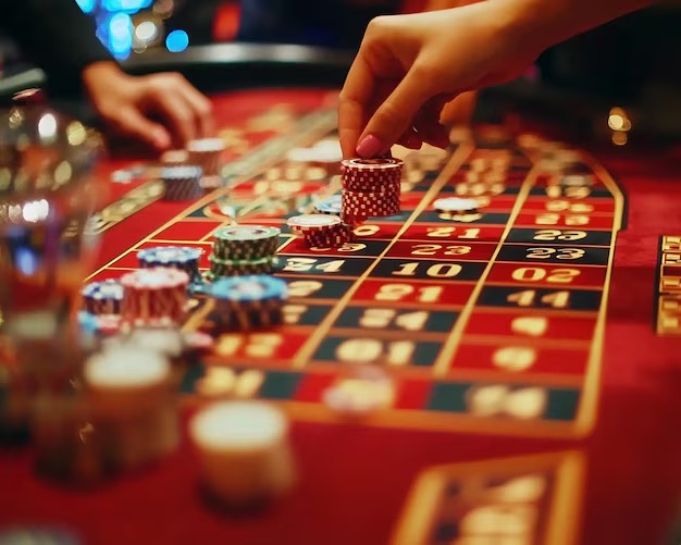 Live dealer operating Caribbean Stud Poker on mobile togel